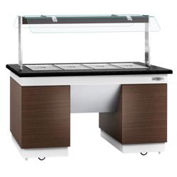 Warm buffet DUBLIN - 1600mm - met bain-marie - op zwenkwielen - voor 4x GN 1/1