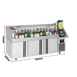 Bar-Cocktail-Getränkekühltisch - 1600mm - 235 Liter - 3 Türen, Ablagen & 230V Steckdose - Für UK