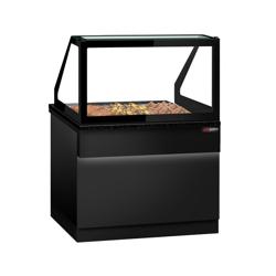 كاونتر عرض ساخن TORONTO - 1250 mm - واجهة سوداء - مناسب لـ 3x GN 1/1 - لوح عمل من الغرانيت الأسود