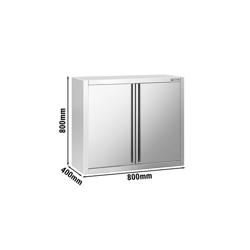 Ruostumattomasta teräksestä seinäkaappi PREMIUM - 800x400 mm - saranaovilla - 800 mm korkea