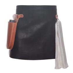 KARLOWSKY | Schort met Leren Voorbinder - Zwart