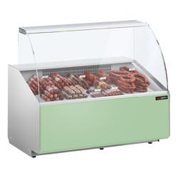 Commercial Refrigerated Serve-Over Counter PREMIUM - 1256 mm - +2 to +6°C - panoramic glass - green front