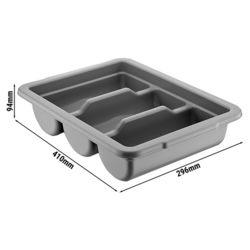 Bandeja para cubiertos con 3 compartimentos - gris