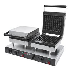 Waffeleisen - Doppelt - Manuell - 4 kW - Form: 2 Brüsseler Waffeln - Backplatten teflonbeschichtet