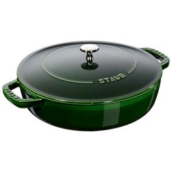 STAUB | BRAISERS - Sauteerpan met Chistera Drop Structure - 240mm - Gietijzer - Basilicumgroen