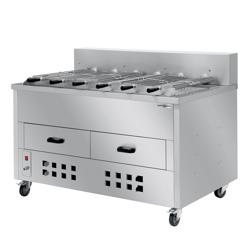 Kolgrill - 1 400 mm - med 6 spett - rostfritt stål