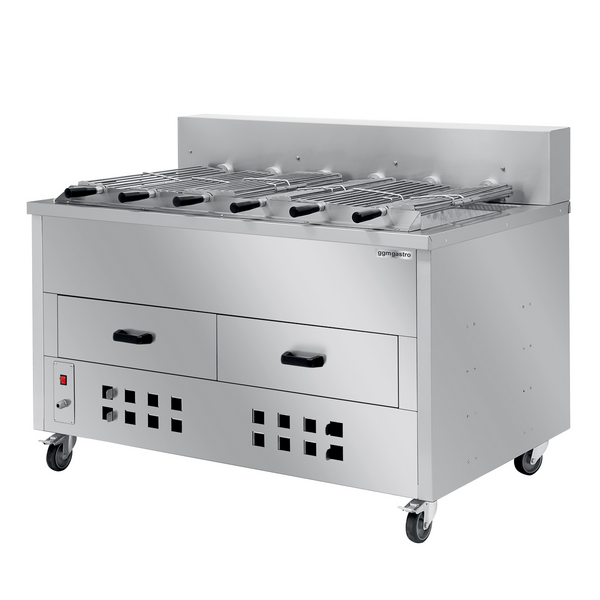Grill węglowy / opiekacz do kurczaka - 1400 mm - z 6 szpikulcami