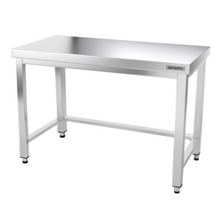 Arbetsbord i rostfritt stål PREMIUM - 1,2 m - med basplatta och stag