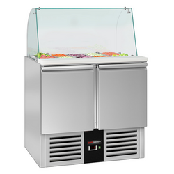Saladette PREMIUM - 900mm - 2 deuren - met hoge glazen opzetstuk voor 2x GN 1/1 & 3x GN 1/6