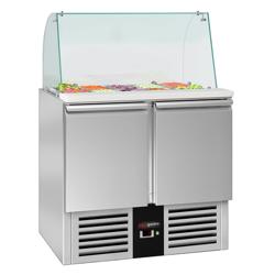 Saladette PREMIUM - 900mm - 2 deuren - met glazen opzetvitrine voor 2x GN 1/1 & 3x GN 1/6
