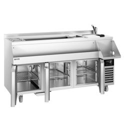 Balcão de refrigeração de bar / bebidas - 1,6 x 0,6 m - 235 litros - com 3 Portas e prateleiras