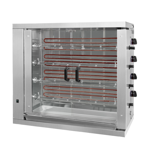 Elektrische kippengrill ECO - 19,2 kW - met 4 spiesen voor 24 kippen