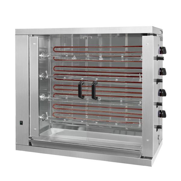 Commercial Electric Chicken Rotisserie Oven – 4 Spit - 24 Chickens - 19.2 kW - Interior Lighting