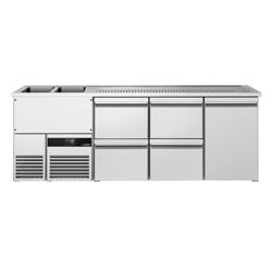 منضدة البار PREMIUM - 2500x700mm - 1 باب للعربات الحرارية & 4 أدراج