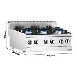 Cucina a gas professionale - 900x600x300mm - 36,0 kW - 6 fuochi - da banco