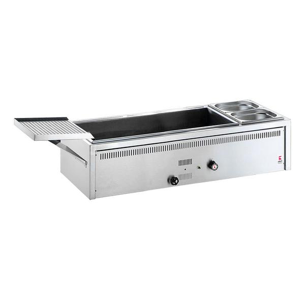 UBERT Forno para fritar peixe - 1300x650mm - com 1 prateleira e 2 recipientes