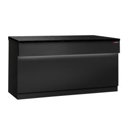 Commercial Checkout Counter TORONTO - 1800 mm length - matte black front - black granite worktop - LED lighting
