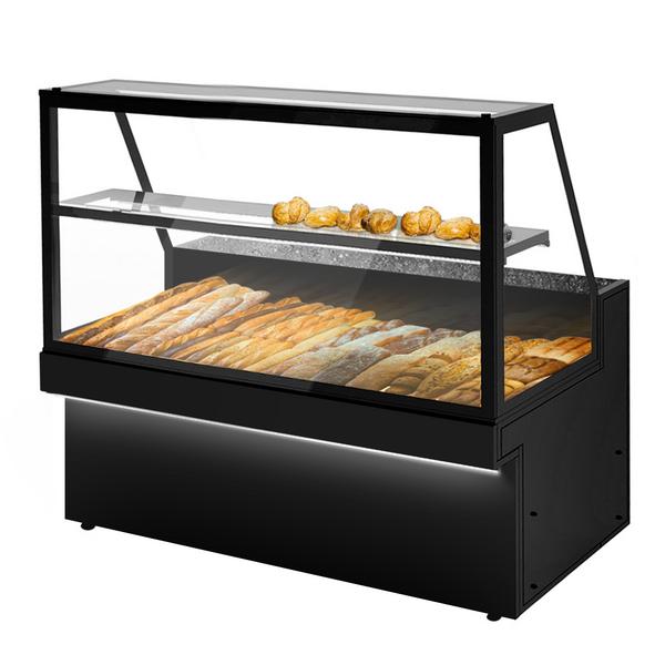 Bröddisk TORONTO - 1800mm - svart front - LED-belysning - 1 hylla