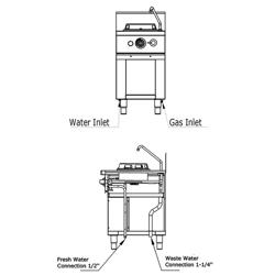 Gas woktafel - 15,0 kW - 1 brander - incl. 1 kraan