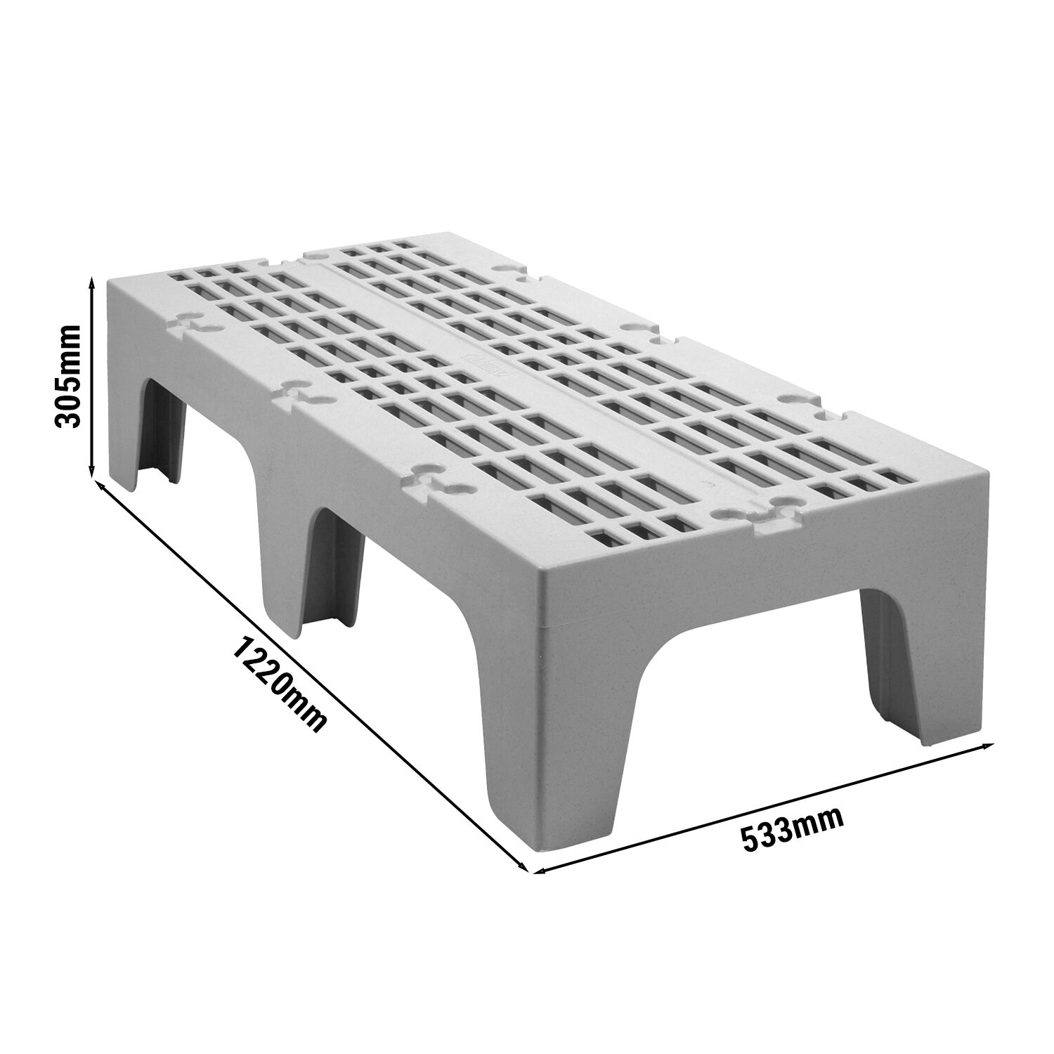 CAMBRO | S Series Heavy-Duty Dunnage Rack – Slotted Surface – 1220×533×300 mm – Grey Speckled