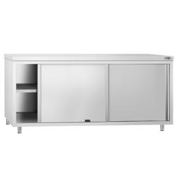 Tavolo armadiato passante in acciaio inox PREMIUM - 2000x700mm - con 4 porte scorrevoli su due lati