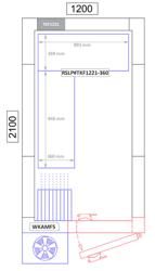 Conjunto de estantes em alumínio anodizado - forma em L - profundidade: 360mm - capacidade de carga: 600kg