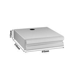 Gaveta para borras de café [profissional] [em aço inoxidável] - Dupla - 410x510x115mm - com batedor