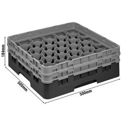 CAMBRO | CAMRACK® - Bardak yıkama sepeti 1/1 - 30 bölmeli - 2 uzatıcılı - 500x500mm - siyah