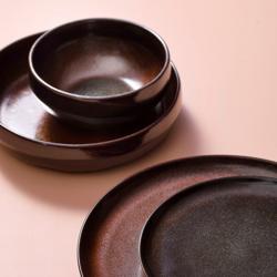 (6 pieces) Stoneware Deep Soup Plate / Bowl – Copper - Ø 220 mm