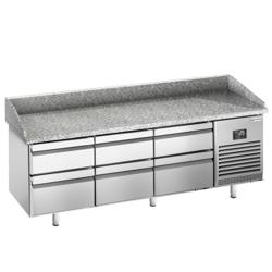 Pizzawerkbank PREMIUM PLUS - 1980x700mm - met granieten werkblad - met 1 deur & 6 laden