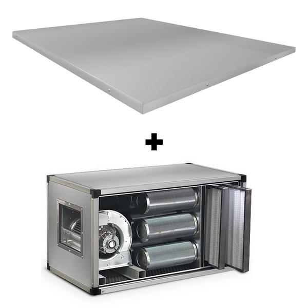Commercial kitchen extract air cleaning unit with motor - 2,000 m³/h - With pre-filter and activated carbon filter - Incl. protective panel