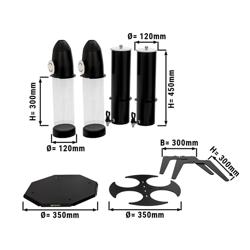 Dispensador de cereales Profesional - doble - base giratoria - Ø120mm - dosificador giratorio - 2 contenedores de plástico - 2x 3,6L - Soporte de acero inoxidable - Negro