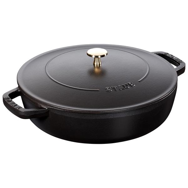 STAUB | BRAISERS - Sauteerpan met Chistera Drop Structure - 240mm - Gietijzer - Zwart