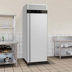 Vrieskast RVS ECO - GN 1/1 - GN 2/1 - 740mm - 476liter - tot -18°C - met 1 deur - geforceerde koeling, automatische ontdooiing, slot, omkeerbare deur, roosters & rvs rails