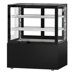 Koel- & Gebaksvitrine MADRID - 430 liter - 1000mm - dubbel glas - schuifdeuren - met 2 glazen plateaus - zwart mat