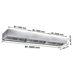 Afzuigkap doosmodel RVS 1400 - 5000mm - met filters en LED-verlichting - zonder motor