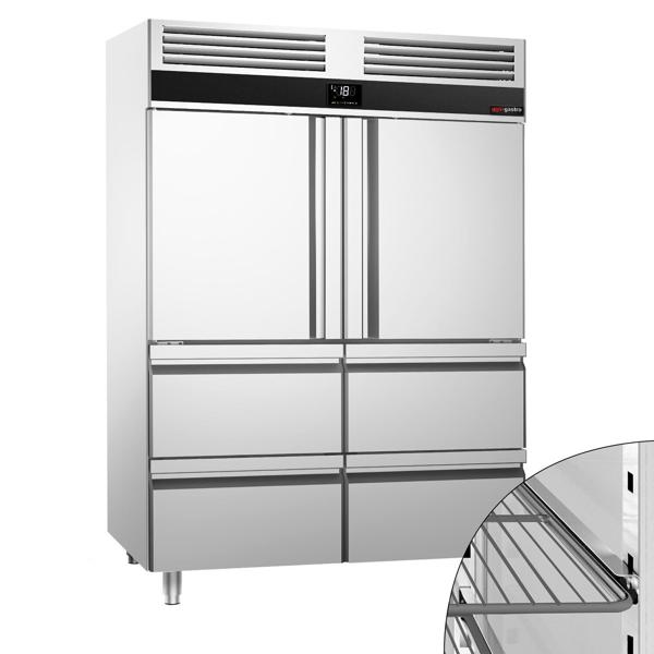 Congelatore in acciaio inox PREMIUM - GN 2/1 - 1400 litri - con 2 mezze porte e 4 cassetti