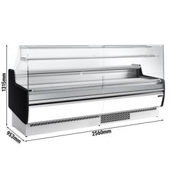 LENNYA| Commercial Refrigerated Serve-Over Counter PREMIUM - 2560mm - Flat Glass - White Front - 4 Doors - No LED - EU Food-Contact Compliant