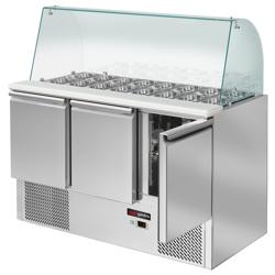 Saladette ECO - 1368mm - 3 deuren - met opzetkoelvitrine voor 4x GN 1/1