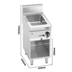 Bain marie – elektromos - 700 W - 3x GN 1/4 - leeresztőcsappal - tartóállvánnyal