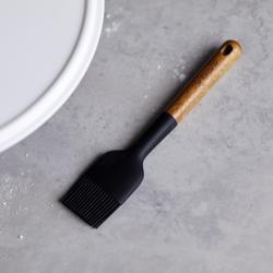 STAUB | Silicone Pastry & Basting Brush 22 cm – Black - Acacia Wood Handle - Non-Stick Safe