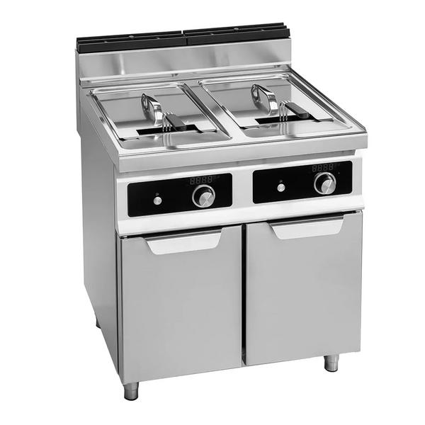 Dubbele gasfriteuse - 18+18 liter - 28 kW - digitale bediening - met aftapkraan