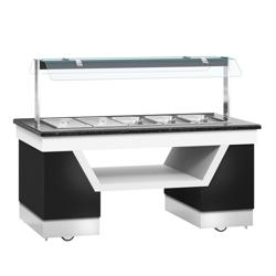 Banco buffet professionale refrigerato BELFAST - 2000mm - con vasca refrigerata - su ruote - per 5x GN 1/1 - Self Service