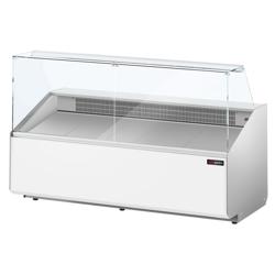 Banco gastronomia professionale serve-over - 2506x979mm - 512 L - Vetro dritto - Colore Grigio scuro - Pannello frontale Bianco RAL 9016