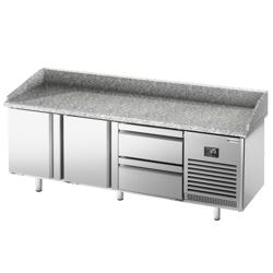 Pizzawerkbank PREMIUM PLUS - 1980x700mm - granieten werkblad - met 2 deuren & 2 laden
