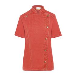 KARLOWSKY | Korte Mouw Dames Koksjas Jeans Stijl - Vintage Rood - maat: 50