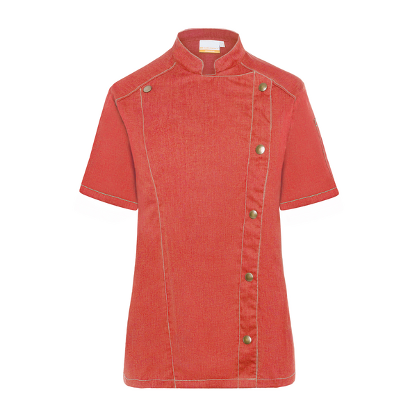KARLOWSKY | Korte Mouw Dames Koksjas Jeans Stijl - Vintage Rood - maat: 44