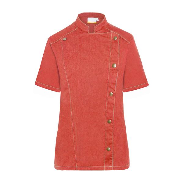 KARLOWSKY| Women's Short-Sleeve Chef Jacket – Denim-Style Vintage Red - ROCK CHEF Stage 2 - Size 44