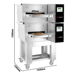 (2 stuks) Elektrische doorloop oven - 1300x1000mm - Digitaal - Bandbreedte: 400mm - incl. onderstel