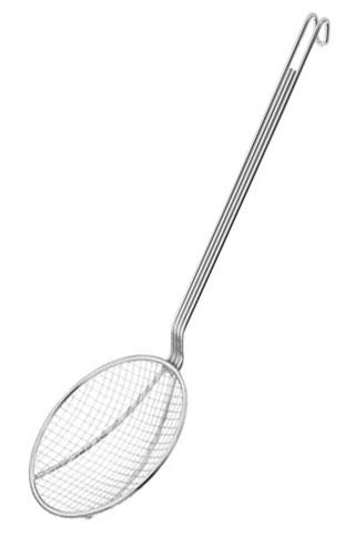 Paletă friteuză - Ø 143 mm, coadă 340 mm - oțel inoxidabil, cu ochi pentru agățare